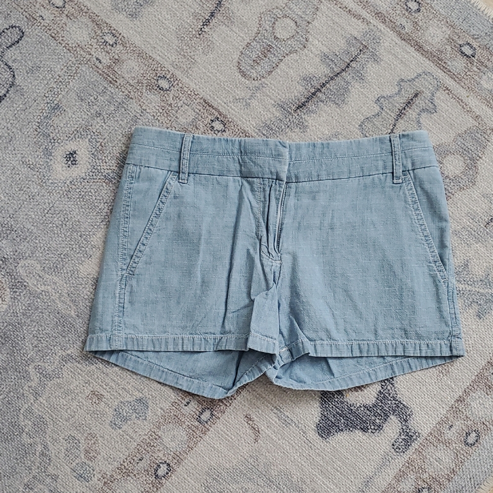 J. Crew Blue Chambray Cotton Shorts Sz00